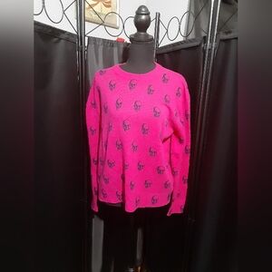 Skull Cashmere Womens Fuchsia Sweater Size XS Long Sleeve Goth Grunge
